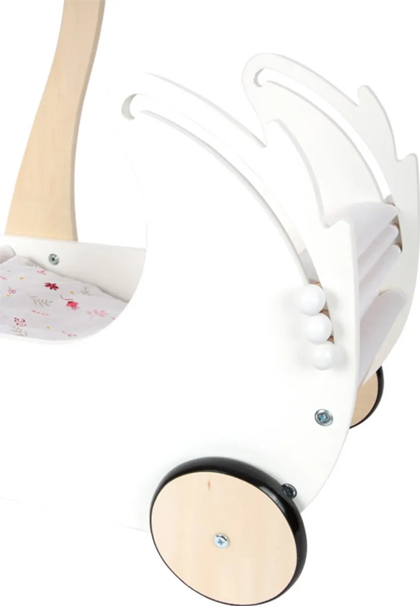 Small Foot Poppenwagen Zwaan Houten Speelgoed - Wit/Roz