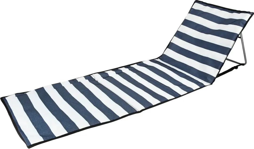 Benson Opvouwbare strandmat met verstelbare rugleuning blauw-wit