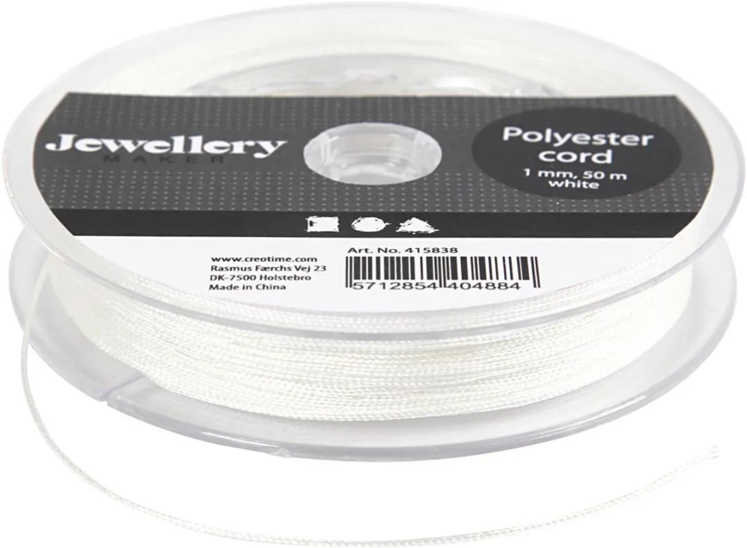 Creativ Company Polyester Koord 1mm Wit - 50m