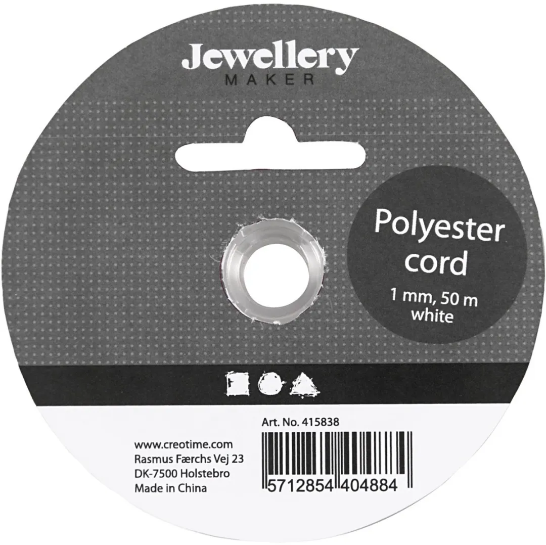 Creativ Company Polyester Koord 1mm Wit - 50m