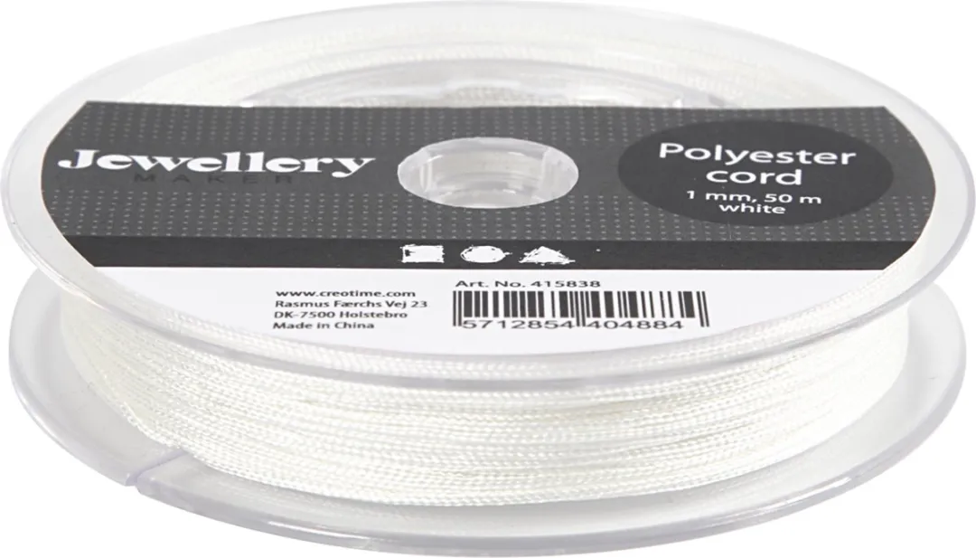 Creativ Company Polyester Koord 1mm Wit - 50m