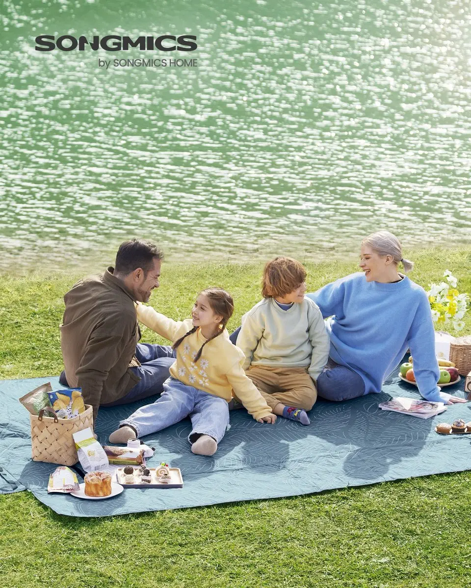 Songmics Picknickkleed 300 x 200 cm - Lichtblauw - afbeelding 2 van 6