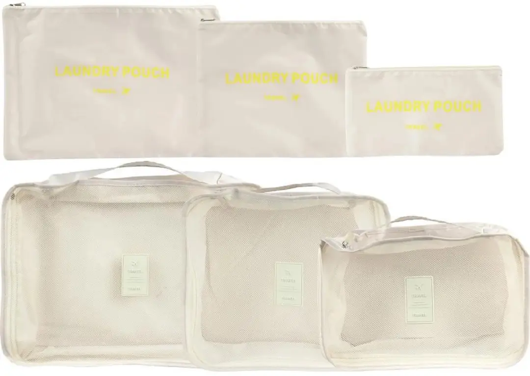 Benson Reisorganizer set 6-delig beige voor koffer, backpack en reistas