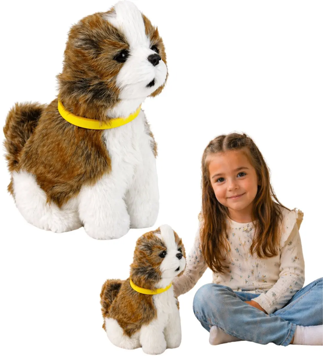 Interactieve pluche hond zacht bont Shih Tzu-ras