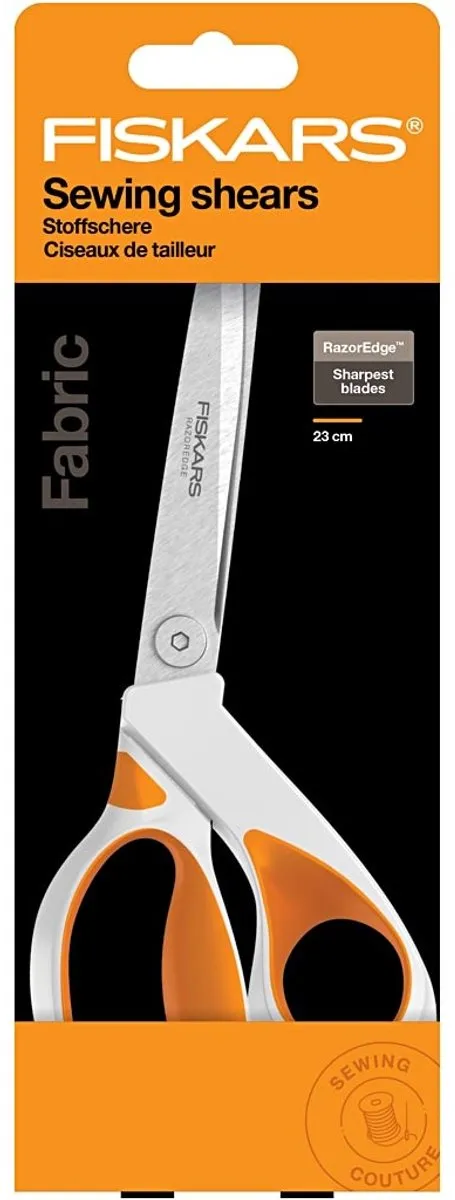 Fiskars RazorEdge Softgrip Stoffenschaar 23cm - Grijs/Oranje