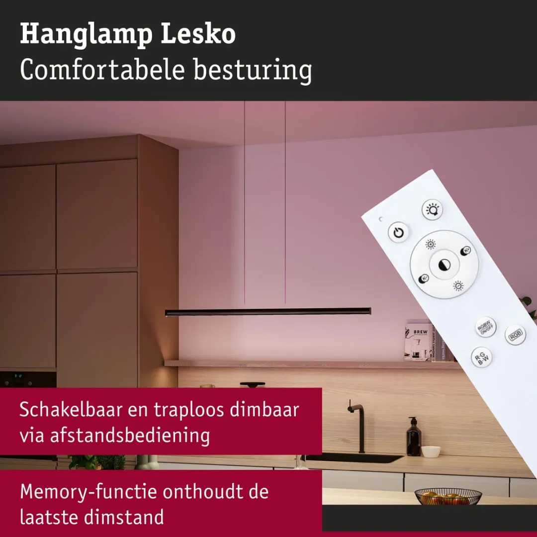 Paulmann Lesko LED Hanglamp RGBW+ 1400lm - Zwart mat