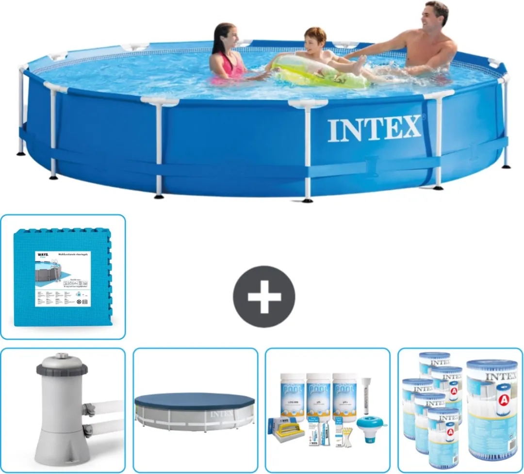 Intex 28212GN-Blauw Rond Frame Zwembad 366x76cm