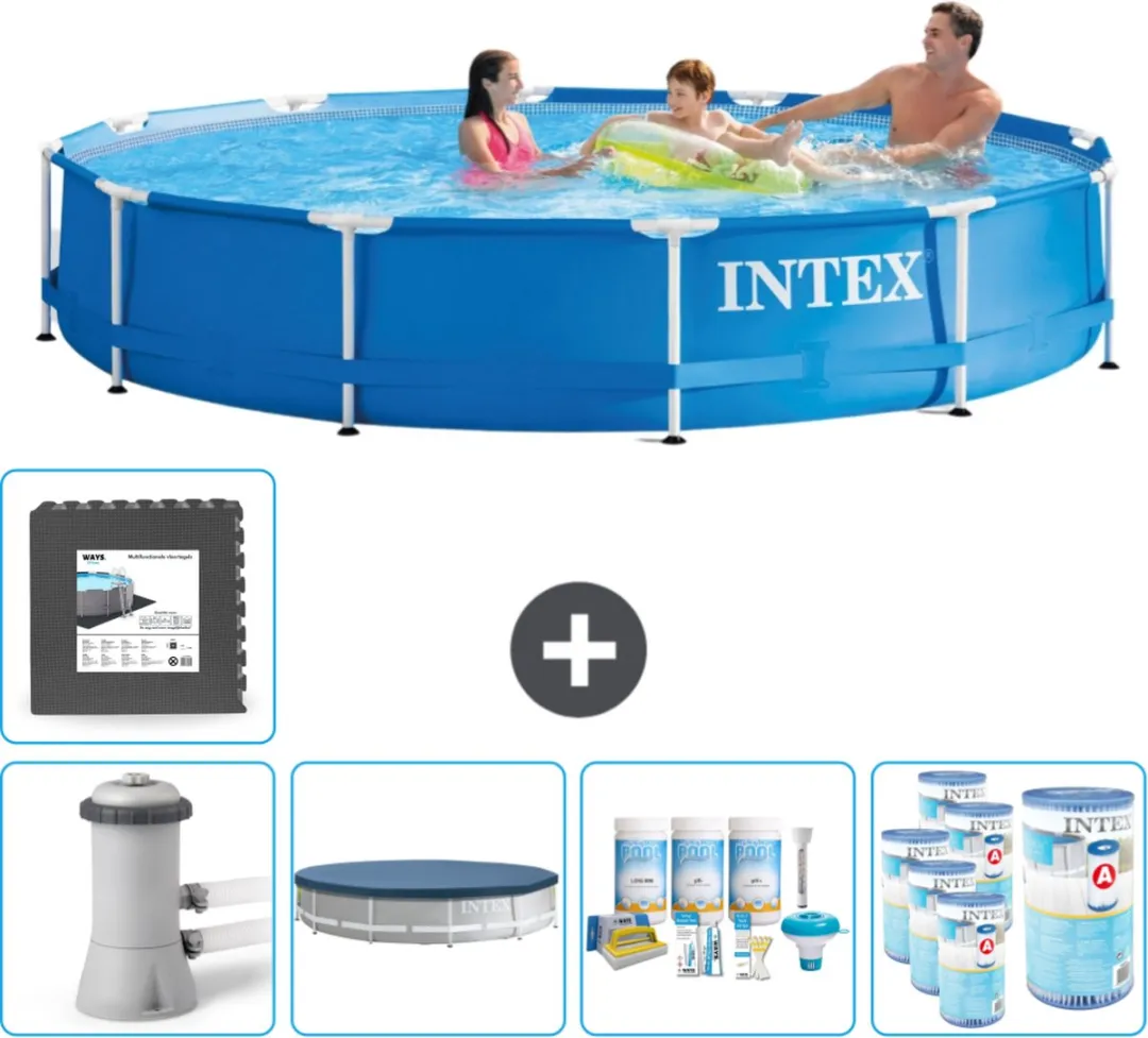 Intex 28212GN-Blauw Rond Frame Zwembad 366x76cm - Blauw