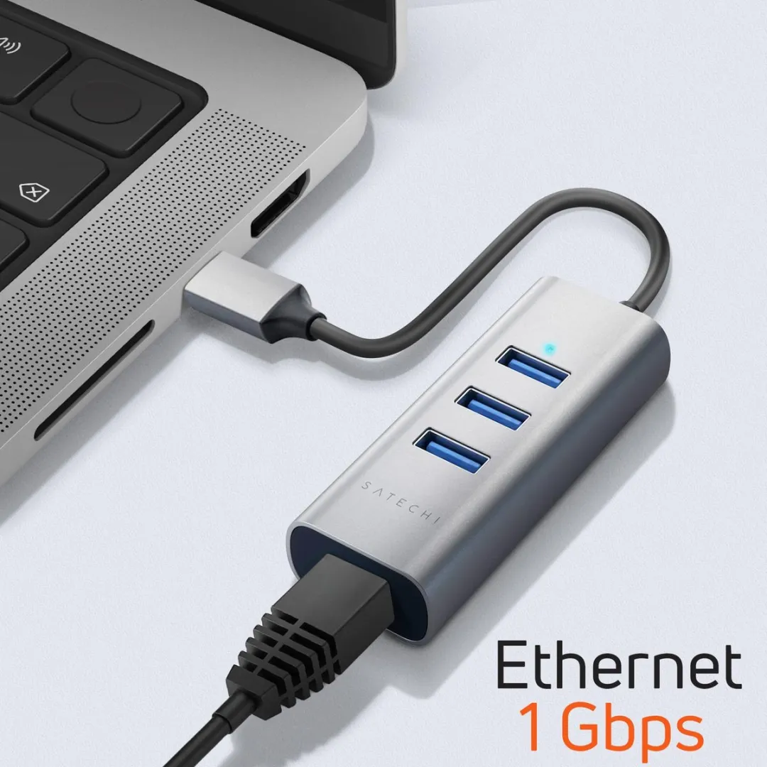 Satechi TYPE-C ST-TC2N1USB31AM USB-C Hub - 3 Poorten Grijs