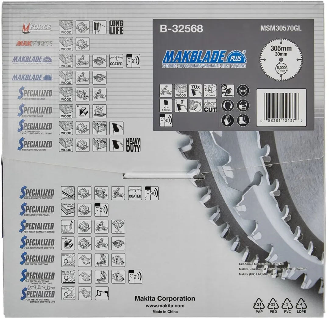 Makita Makblade-Plus Afkortzaagblad 305mm 70T - Hout