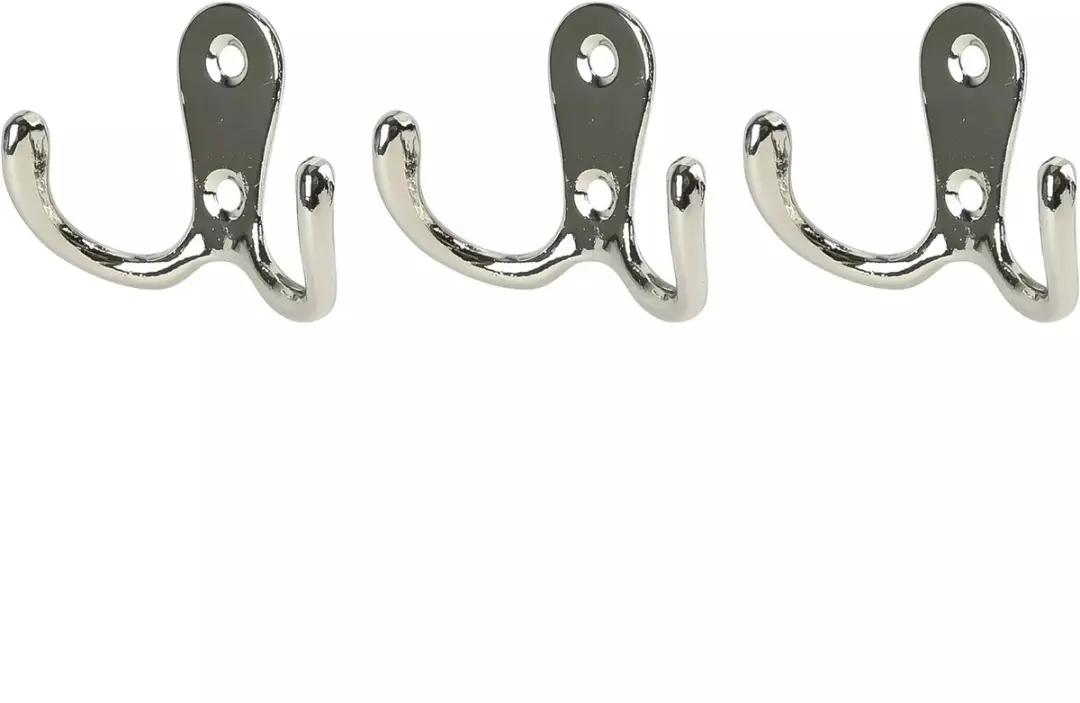 Benson Kapstokhaak dubbel metaal zilver 3-delig