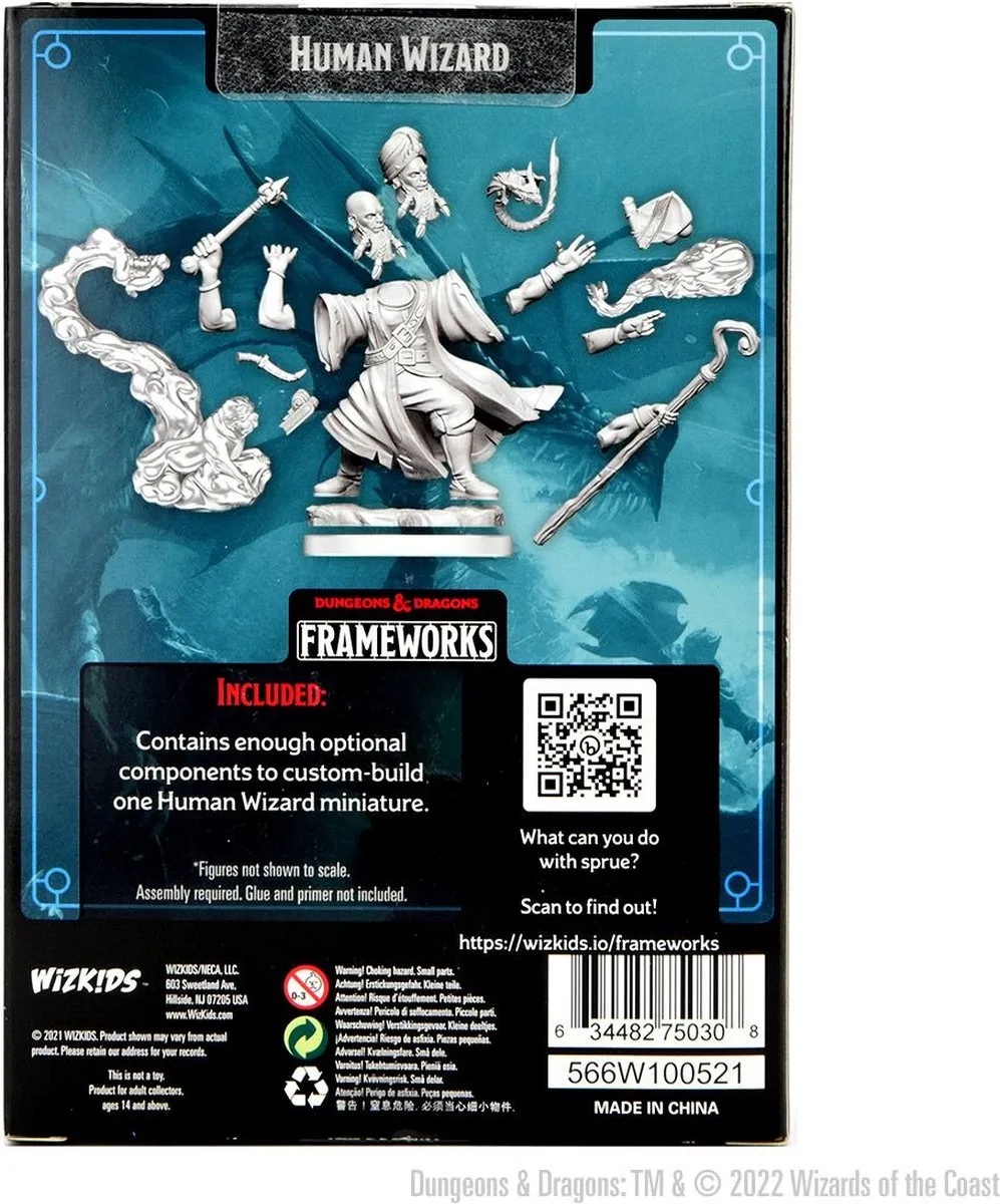 Wizkids D&D Frameworks Human Wizard Male - Grijs