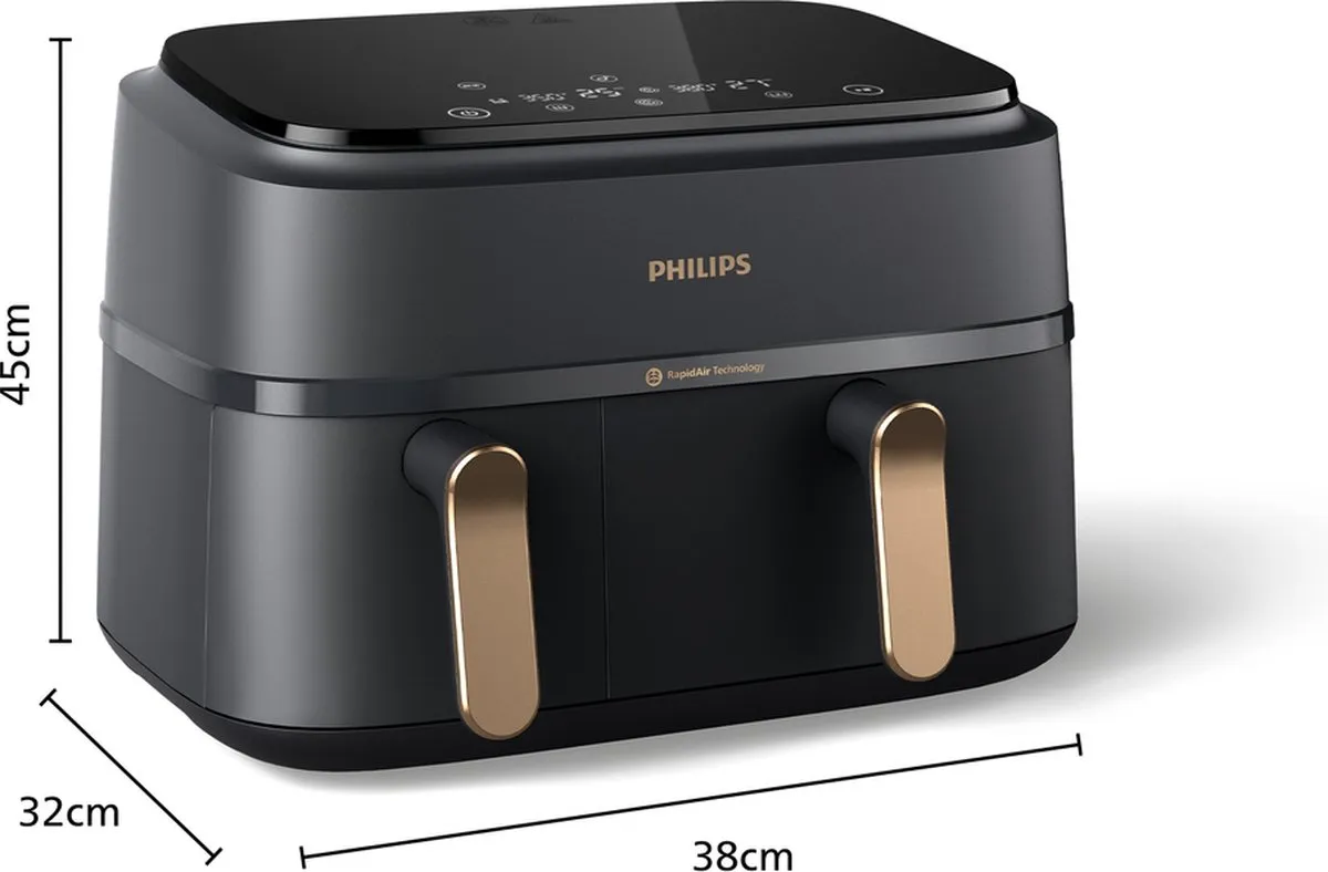 Philips 3000 Serie NA352/04 Airfryer 9L - Zwart/Koper