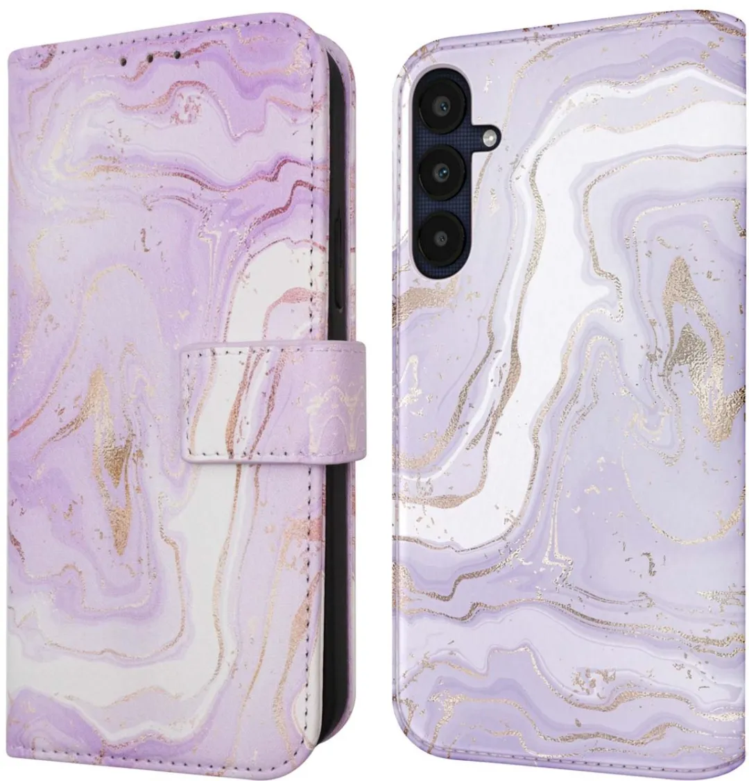 Imoshion Hoesje Samsung Galaxy A55 Purple Marble - 3 Pasjes