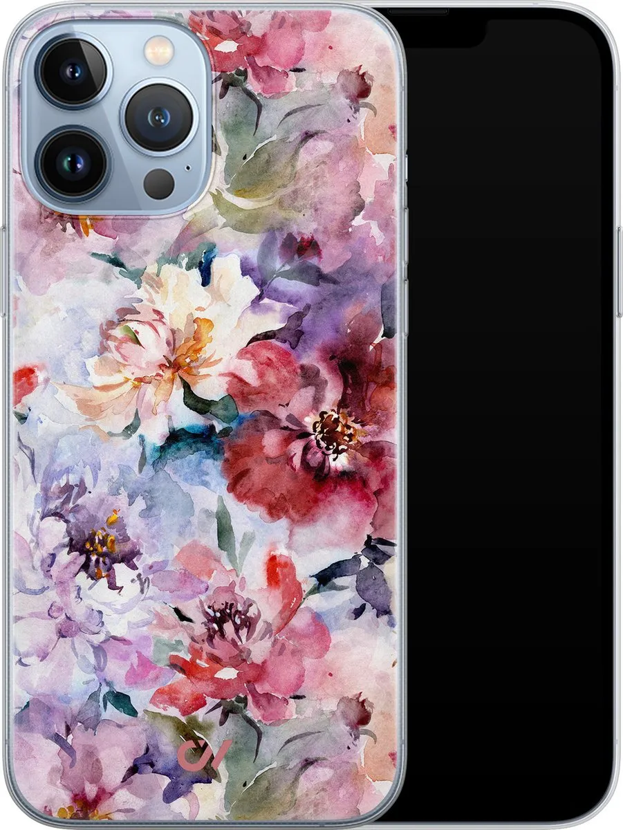 Casevibes iPhone 13 Pro Max Hoesje A/13PM/UV/005 - Roze Bloemen Acryl