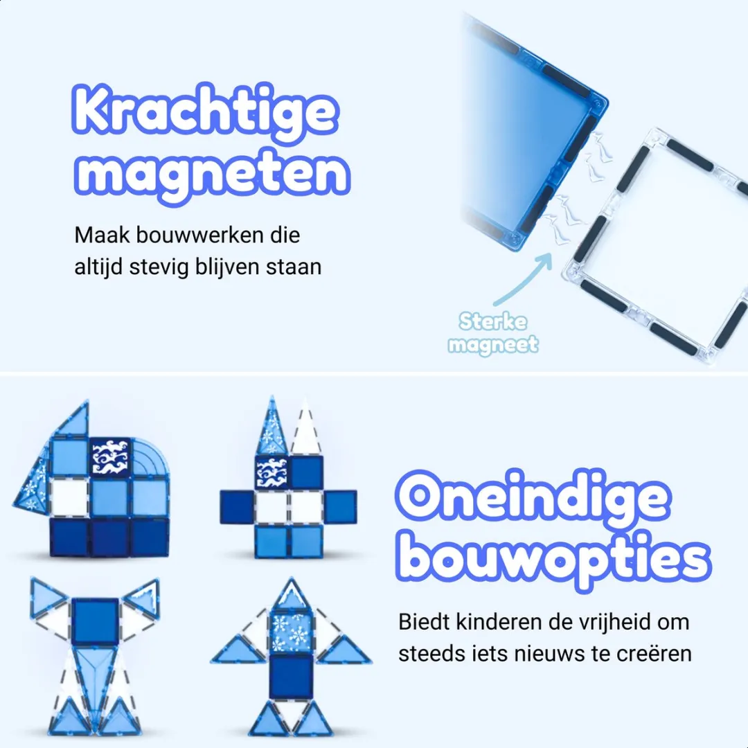 Fits4Kids Magnetic Tiles 56 Stuks - Oceaan Kleuren