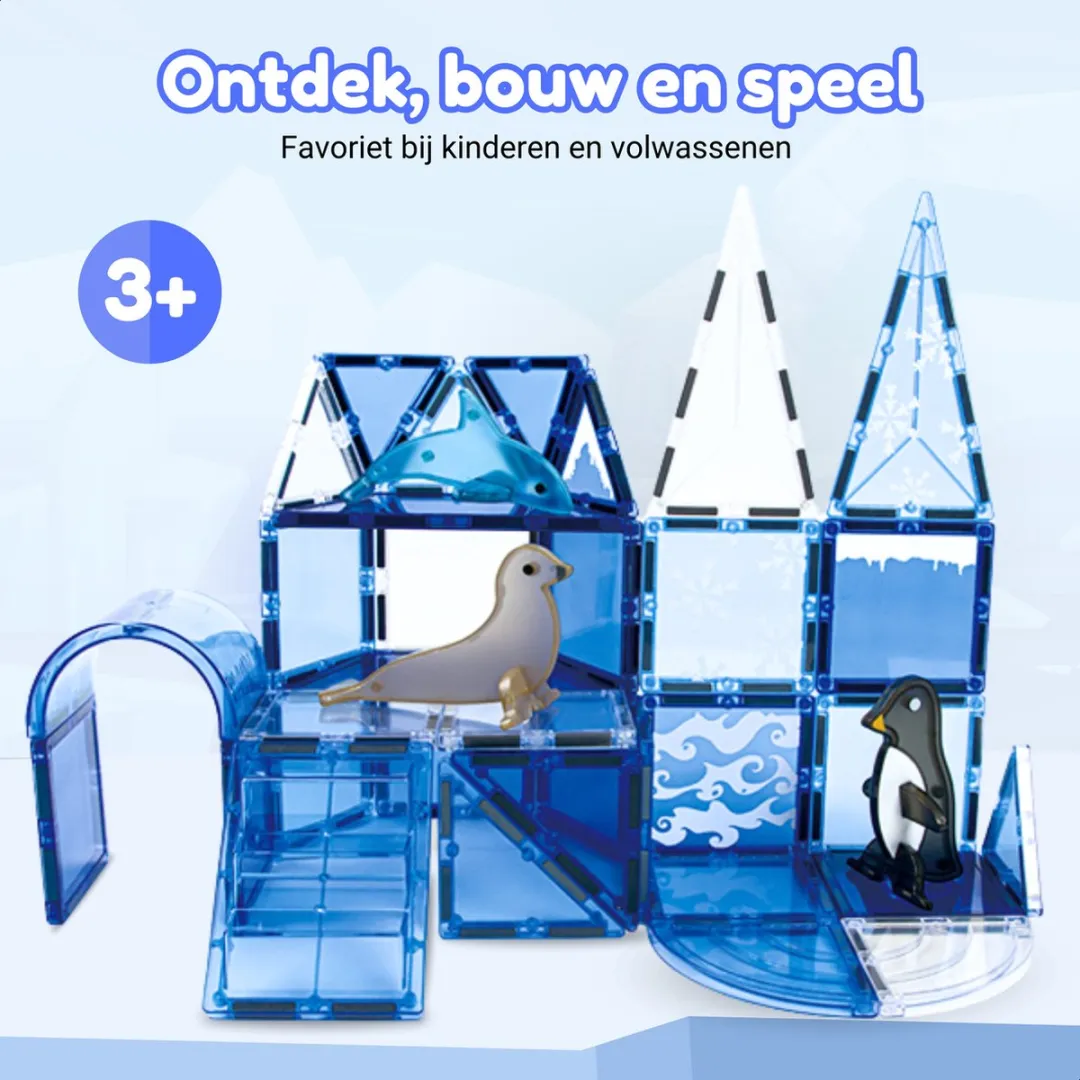 Fits4Kids Magnetic Tiles 56 Stuks - Oceaan Kleuren