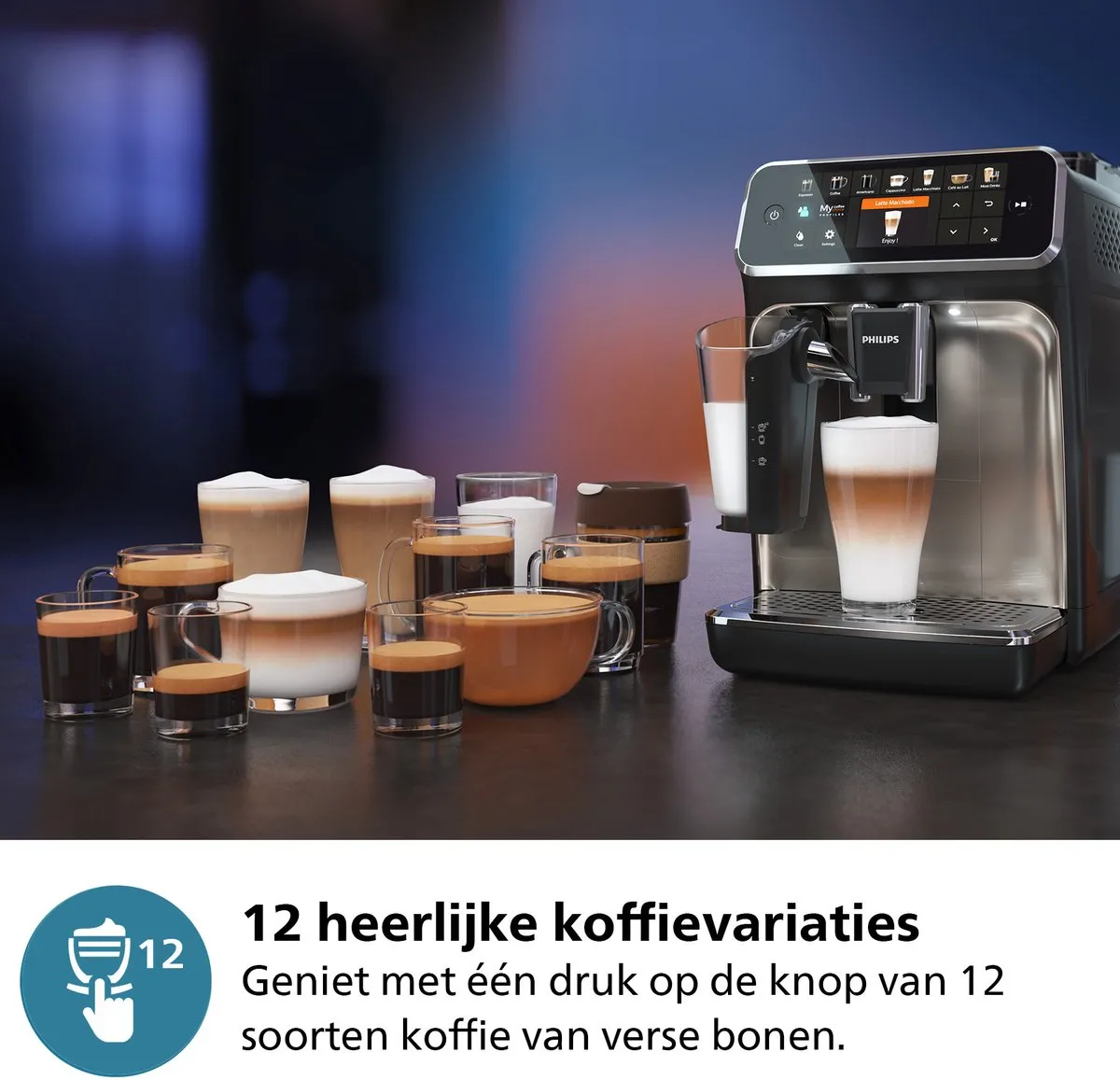 Philips 5400 Series - Espressomachine - 12 Verschillende Dranken - LatteGo Melksysteem - Keramische molen - AquaClean Filter - Volautomatisch - Zwart & Zilver - Koffiemachine met bonen - EP5447/90