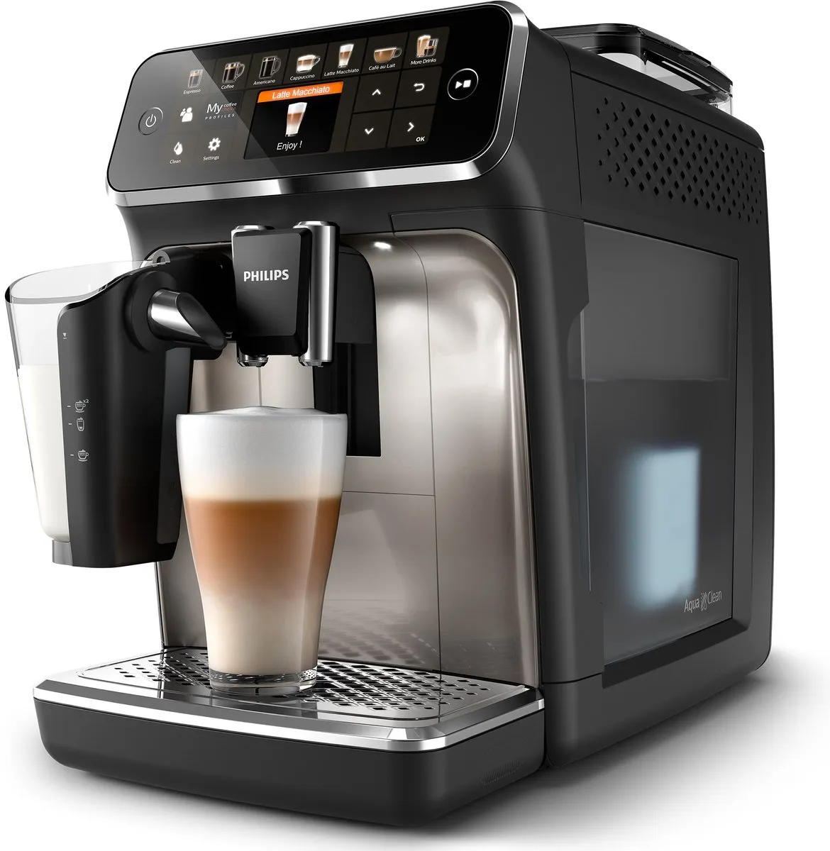 Philips 5400 Series - Espressomachine - 12 Verschillende Dranken - LatteGo Melksysteem - Keramische molen - AquaClean Filter - Volautomatisch - Zwart & Zilver - Koffiemachine met bonen - EP5447/90