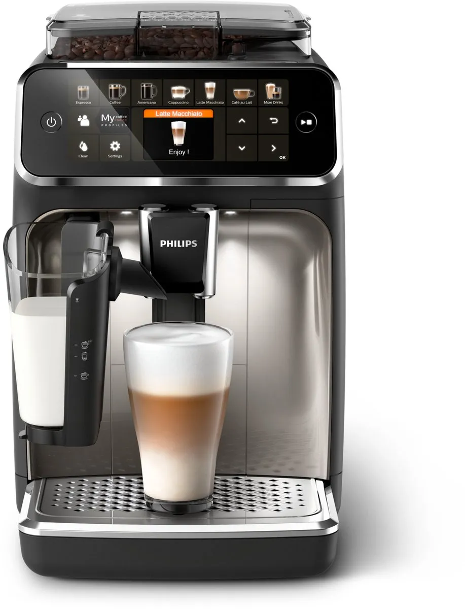 Philips 5400 Series - Espressomachine - 12 Verschillende Dranken - LatteGo Melksysteem - Keramische molen - AquaClean Filter - Volautomatisch - Zwart & Zilver - Koffiemachine met bonen - EP5447/90