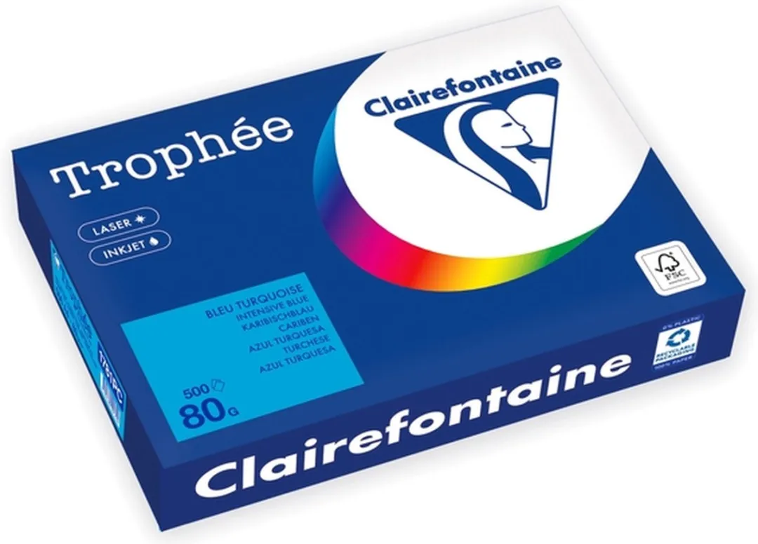 Clairefontaine Trophée Kopieerpapier A4 80g - 500 Vel - Caribenblauw