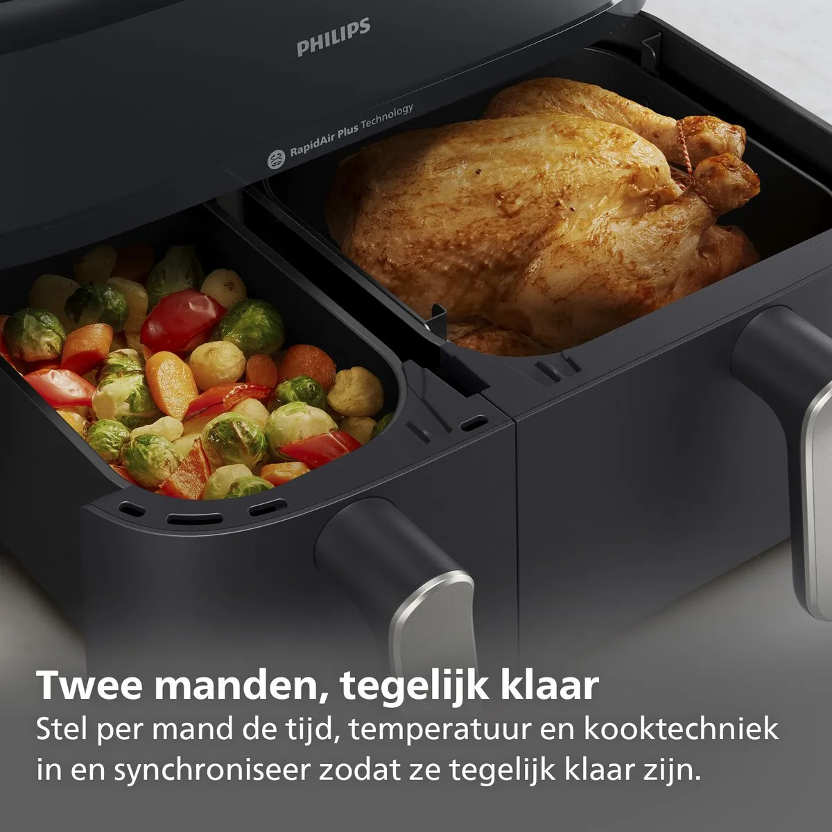 Philips 5000 Series NA551/00 Dual Basket Airfryer 9L - Zilver