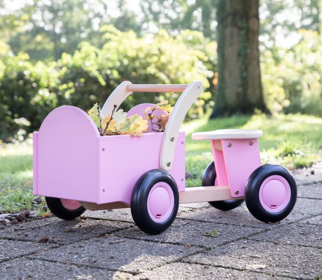 New Classic Toys Houten Bakfiets 11404 - Roze - afbeelding 6 van 6