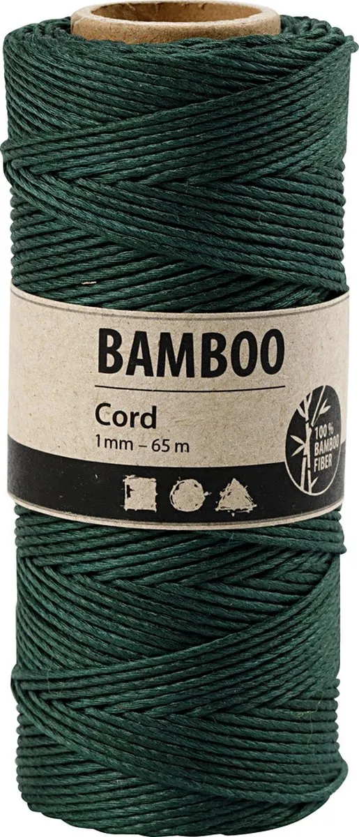 Creativ Company Bamboekoord 1mm - Groen 65m