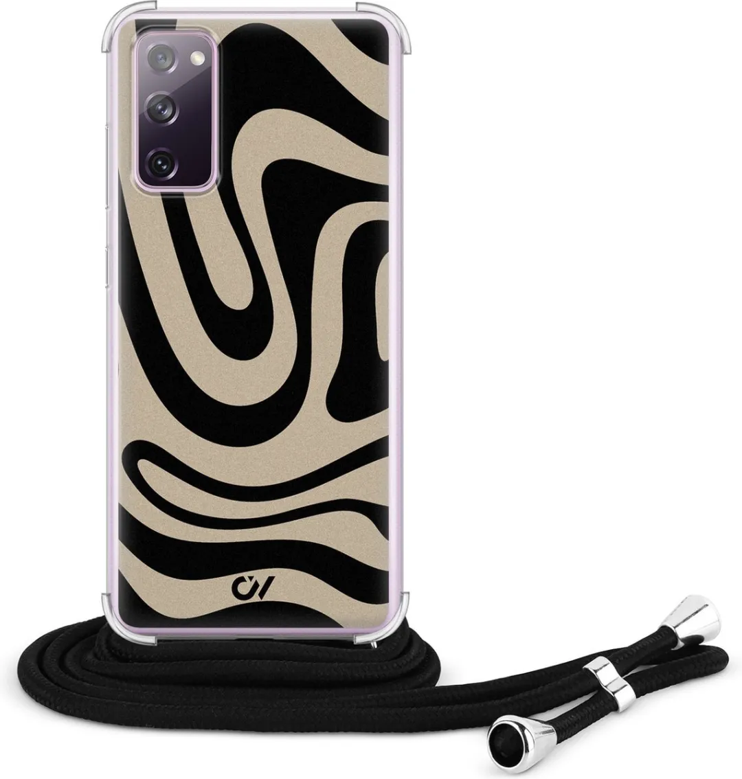 Casevibes S20 FE Telefoonhoesje - Abstract Black Waves - Zwart - C/S20FE/UV/013