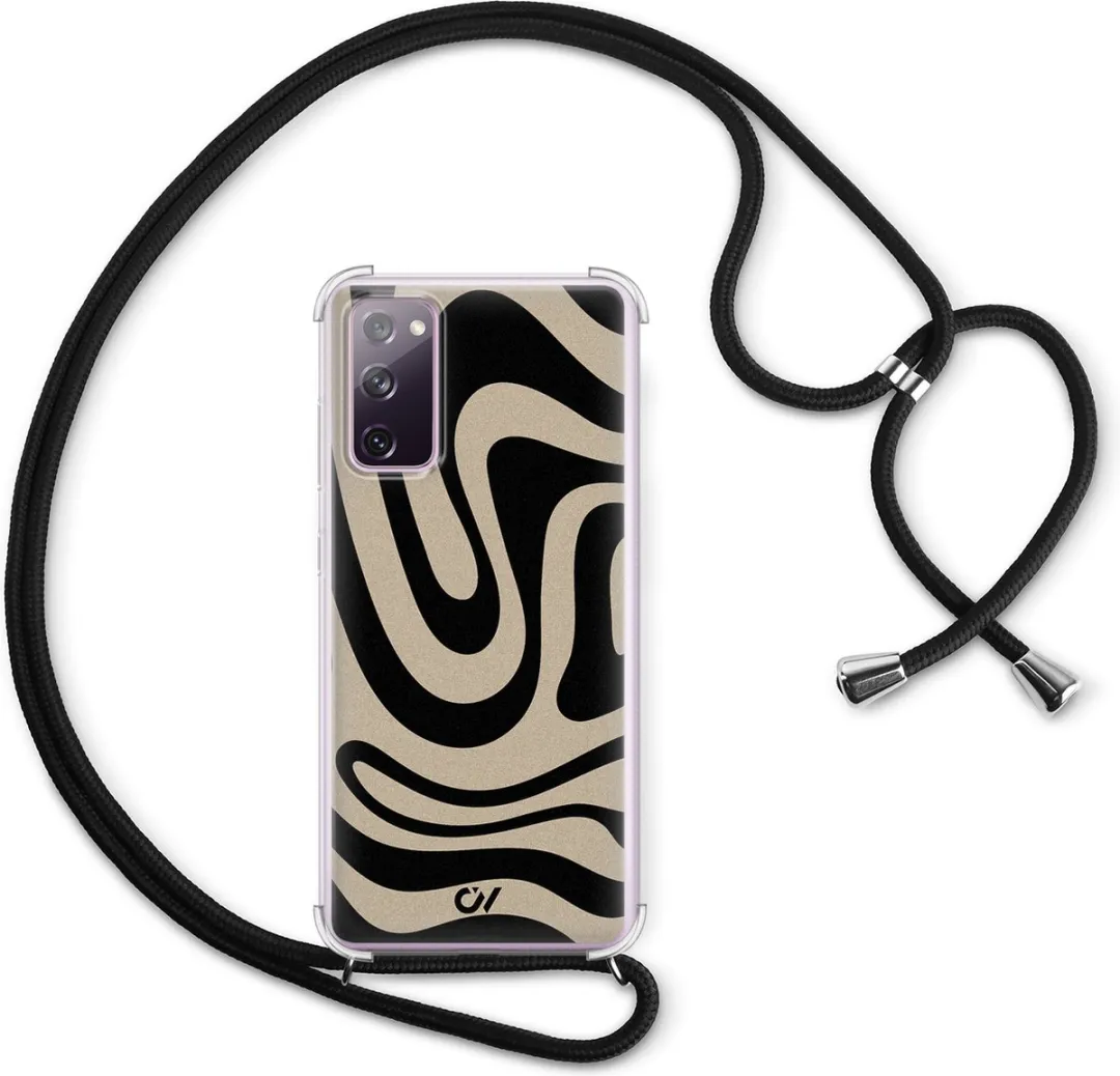 Casevibes S20 FE Telefoonhoesje - Abstract Black Waves - Zwart - C/S20FE/UV/013