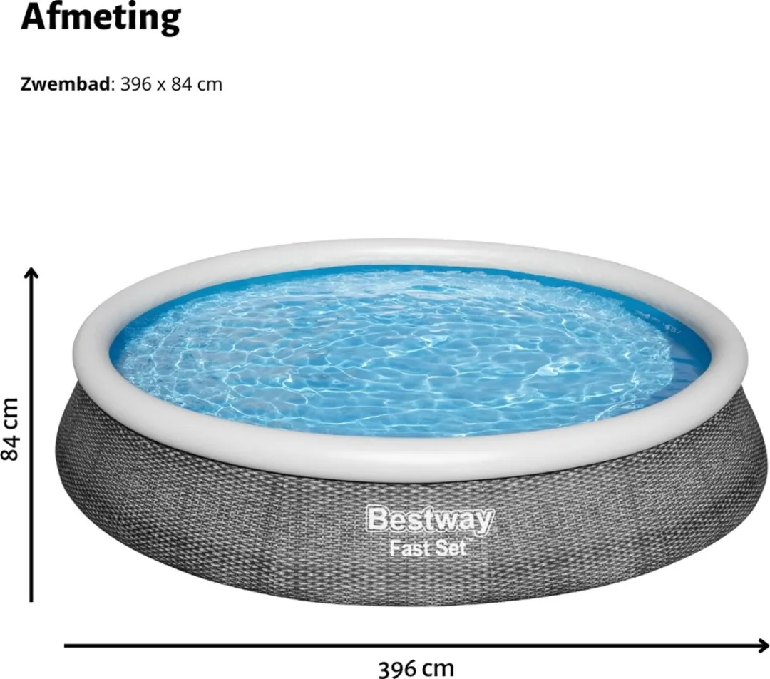 Bestway Fast Set Zwembad 396x84cm - 7340L - Grijs - afbeelding 6 van 6