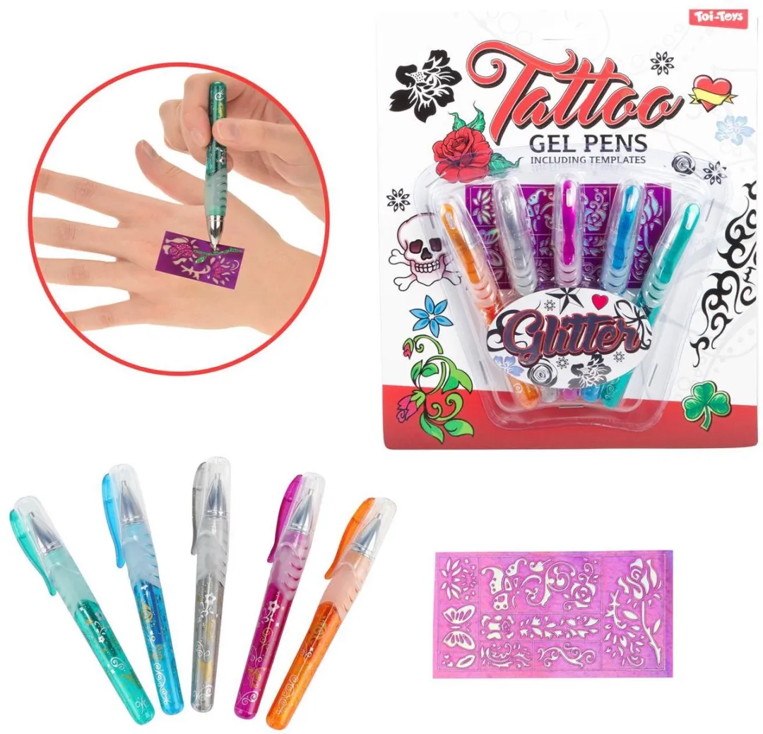 Toi-Toys Tattoo Gelpennen 5-delig - Multicolor