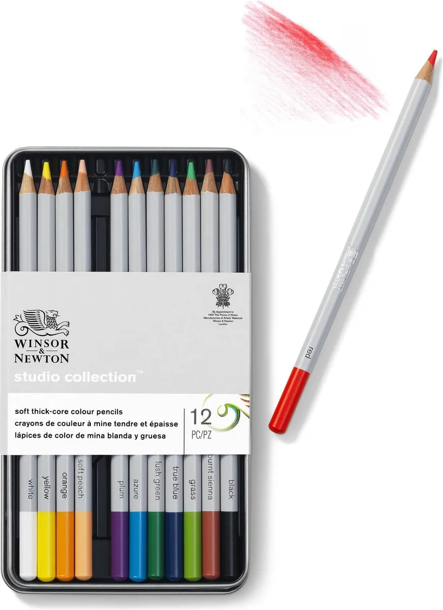 Winsor & Newton Studio Collection Kleurpotloden 12 Stuks - Dikcores Wax-Based