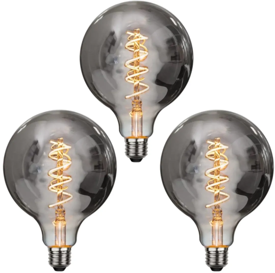 Star Trading G125 Globelamp 3-Pack - 2W - Super Warm Wit - Rookglas