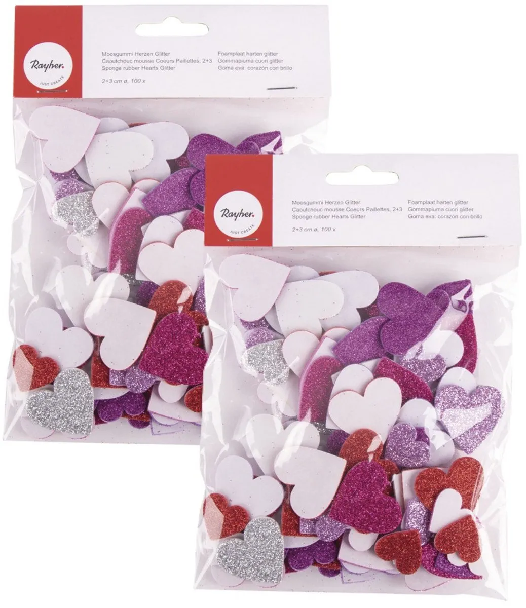 Rayher Hobby Knutsel Hartjes - 200 Stuks Multi