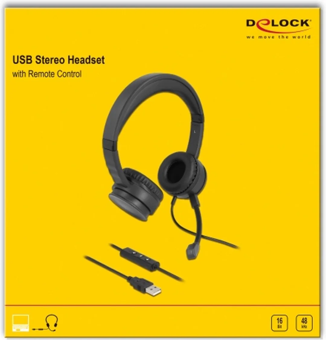 Delock 27180 USB Headset - Bedraad - Zwart - afbeelding 2 van 2