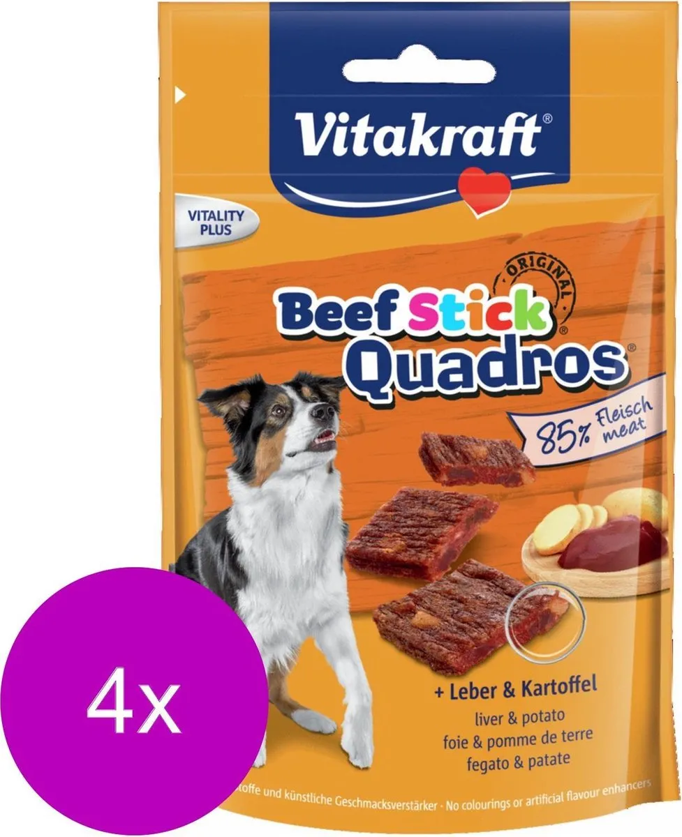 Vitakraft Beef Stick Quadros Lever & Aardappel - 4x70g