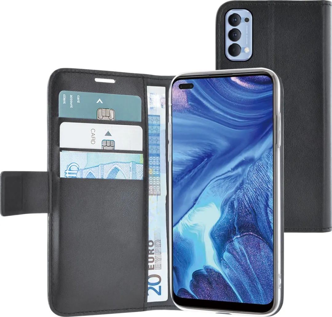 Azuri Walletcase Oppo Reno 4 - 3 Pasjes - Zwart