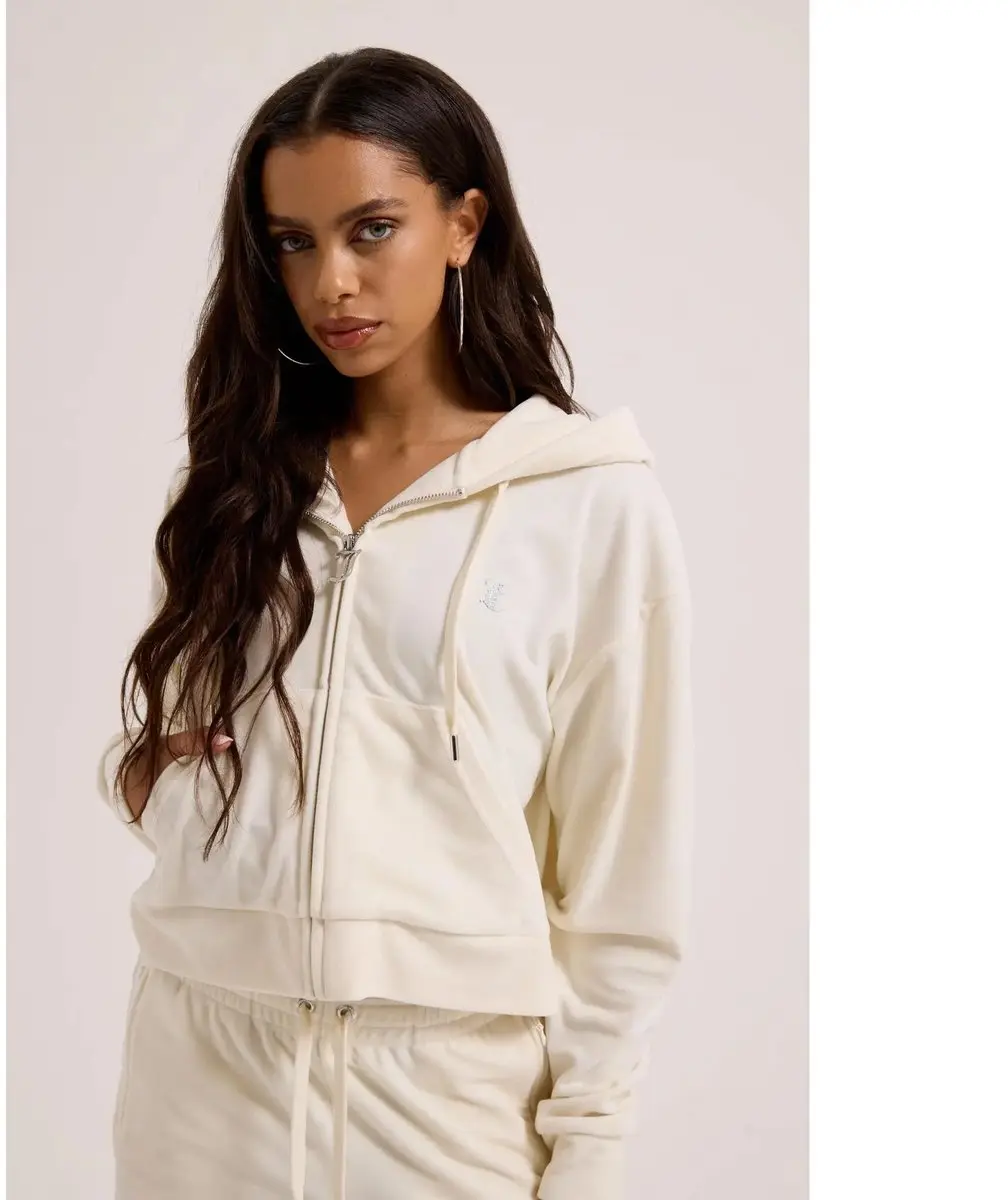 Juicy Couture Iccle Outline Cropped Hoodie - Beige - afbeelding 2 van 6