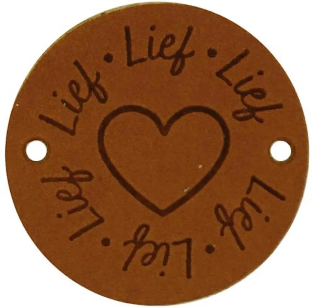 Durable Leren Label Lief met Hart - 2 Stuks