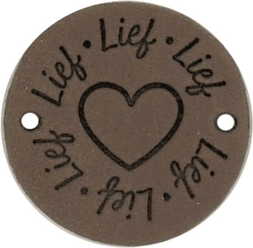 Durable Leren Label Lief met Hart - 2 Stuks