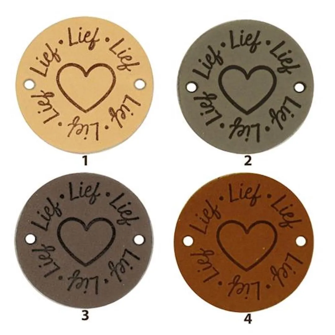 Durable Leren Label Lief met Hart - 2 Stuks