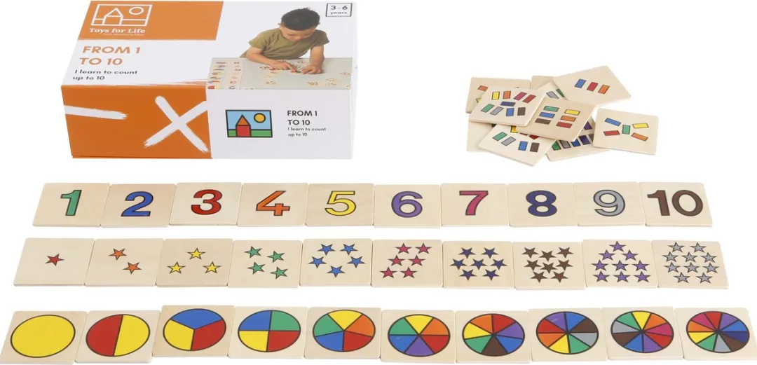 Toys for Life 'Van 1 tot 10' - Leren tellen - Educatief speelgoed - Houten speelgoed - Sensorisch speelgoed - Spelend leren rekenen - Educatief speelgoed van 3 tot 6 jaar