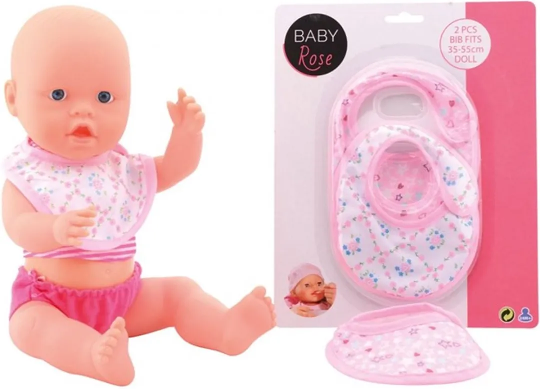 Johntoy Slabbetjes Babypop Roze - 2 Stuks