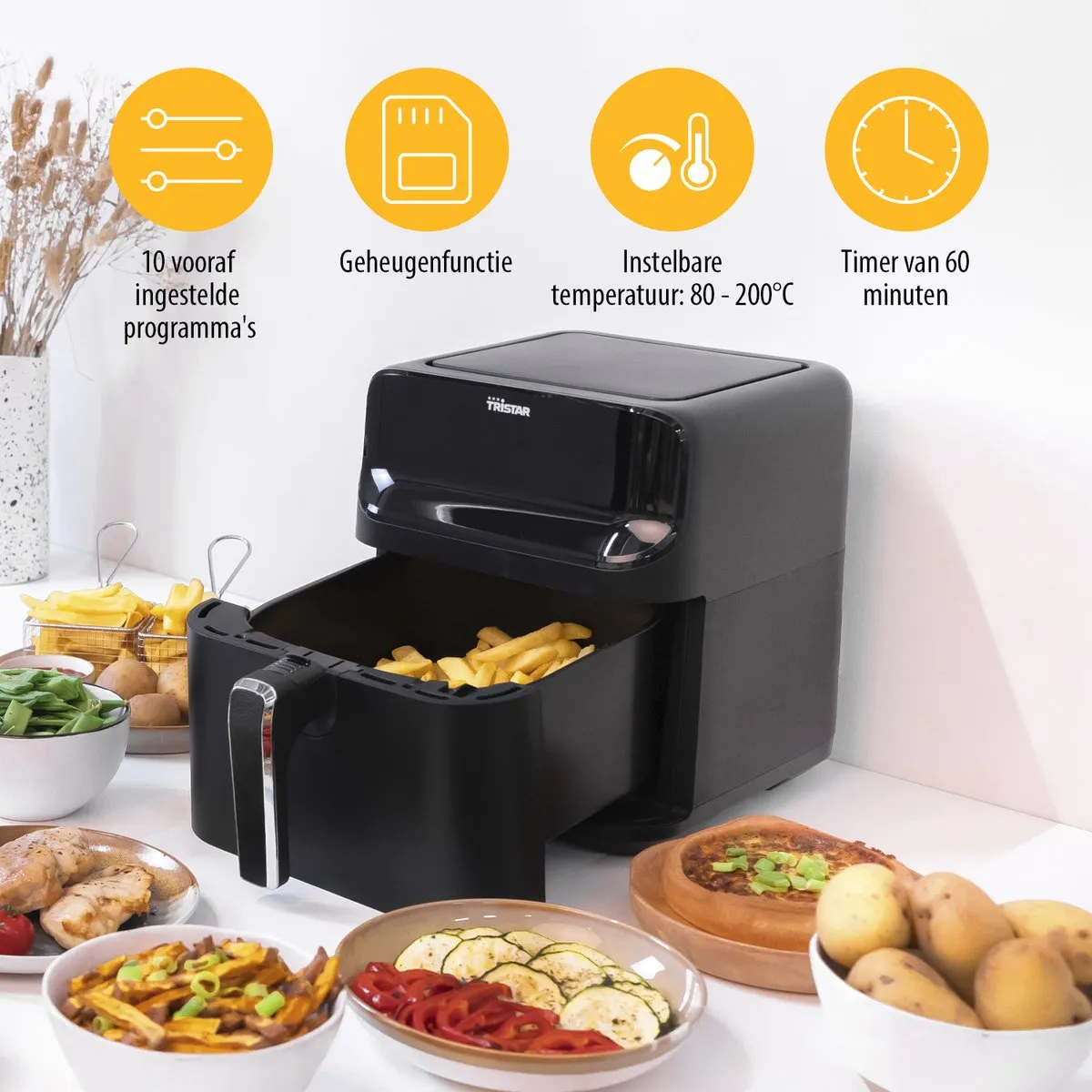 Tristar FR-9025 - Airfryer XXL - 6L - 10 Bakprogramma's - PFAS-vrij