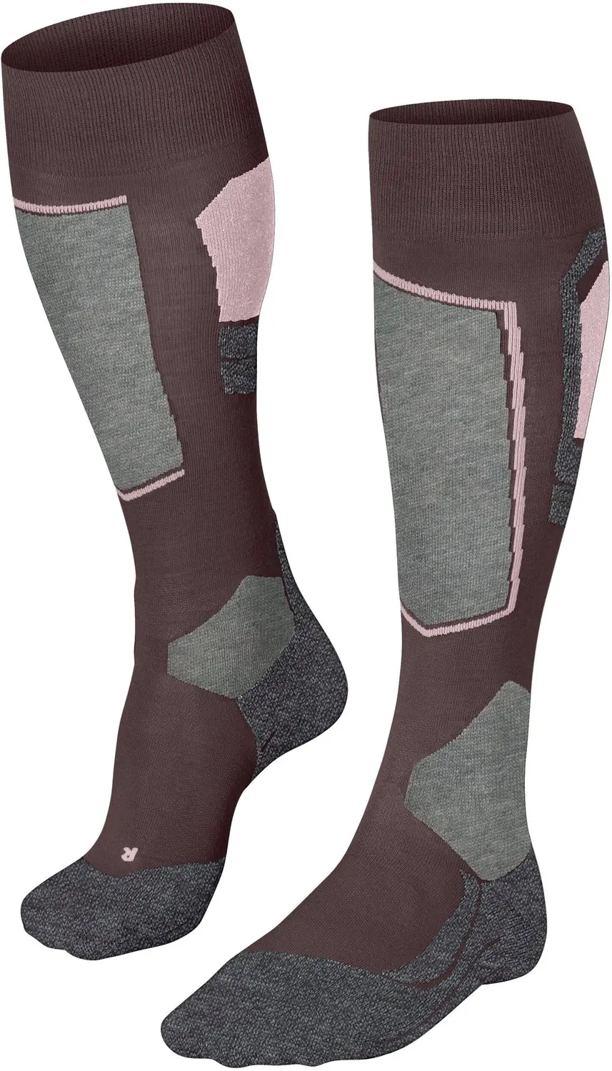 FALKE SK4 warm dun wol functioneel materiaal skisokken dames bruin