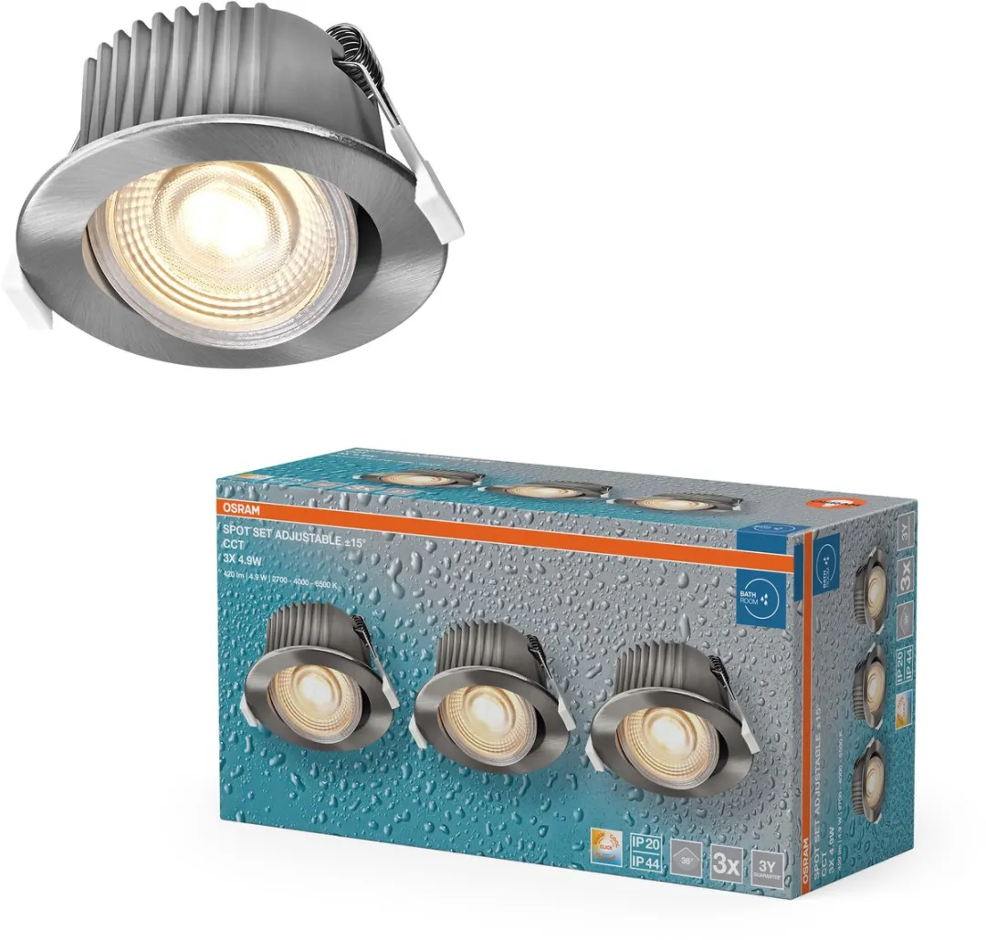 Osram Spot Set LED Inbouwspot CCT IP44 4,9W - 3 Stuks