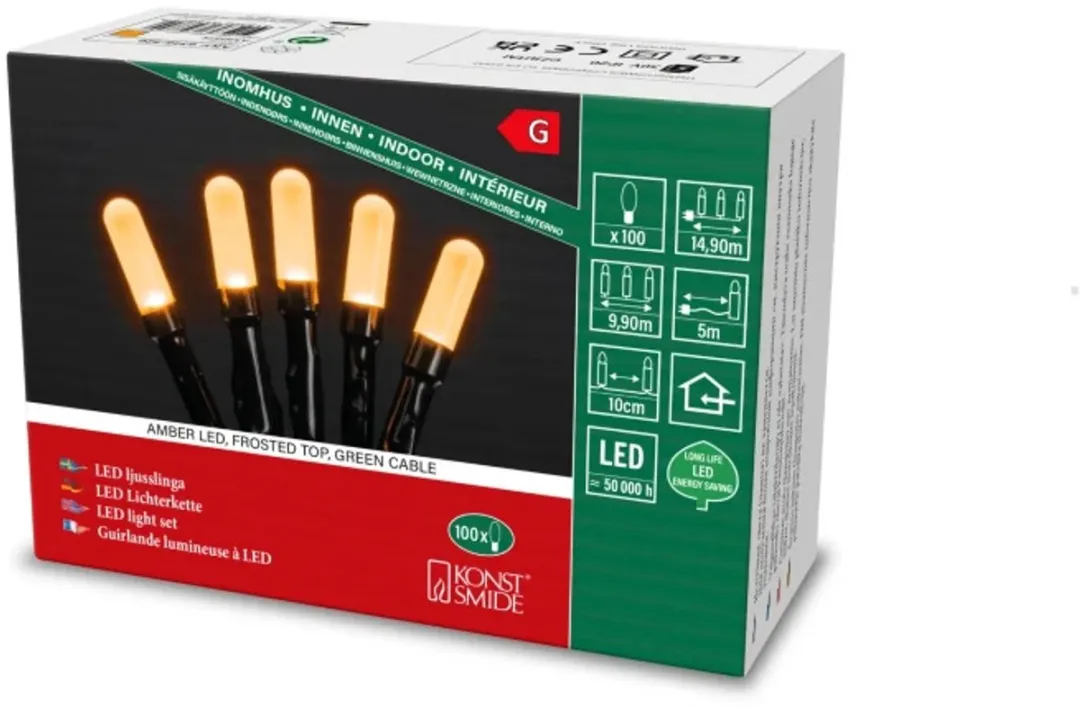 Konstsmide Kerstboomverlichting 100 LED 15m - Warm wit - Groen snoer