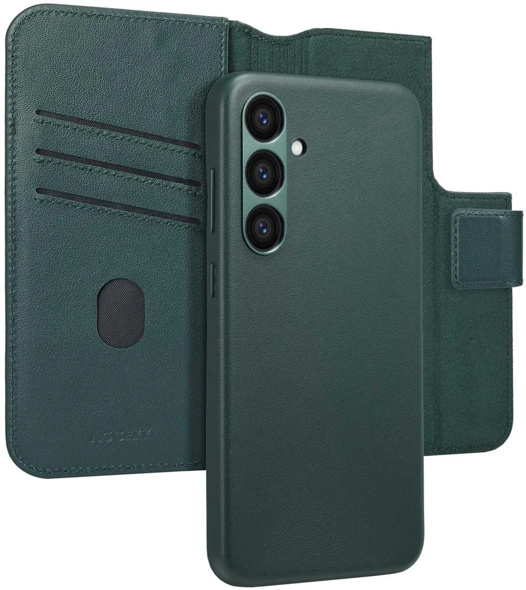Accezz Leather Bookcase 2-in-1 Hoesje Samsung Galaxy S23 FE - Donkergroen