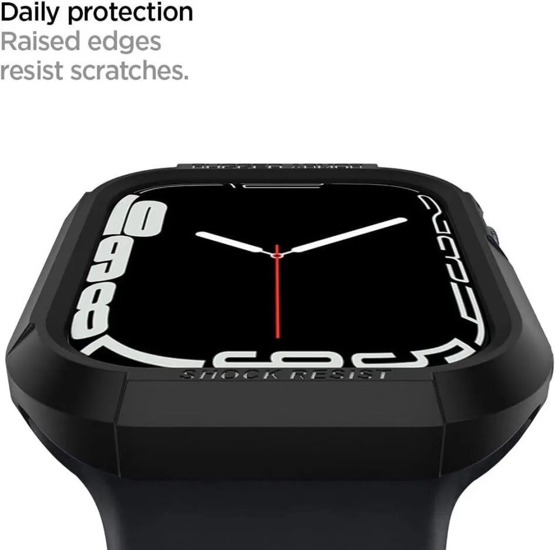 Spigen Rugged Armor Hoesje 44mm - Apple Watch 4/5/6/7/8/SE - Zwart